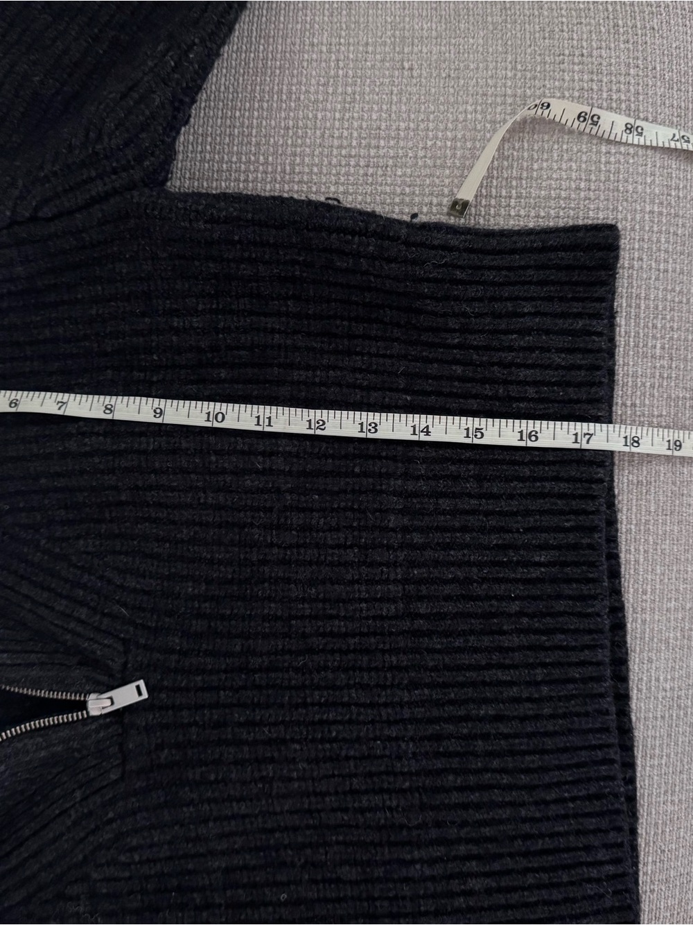 COS Black dark grey Ribbed Half-Zip Cowl Wool Sweater women medium - Picture 8 of 8